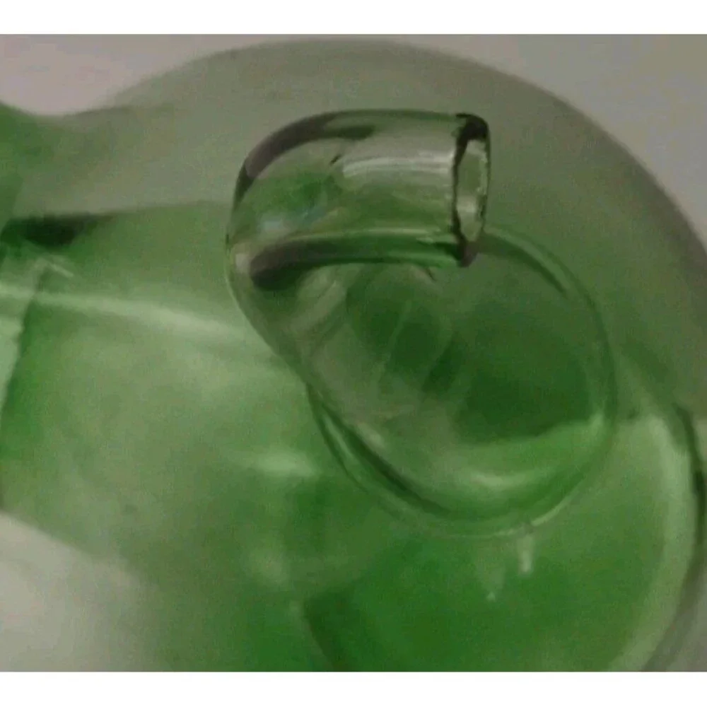 Vintage Italian Hand Blown Green Glass Wine Decanter Ice Chiller Spout As Is